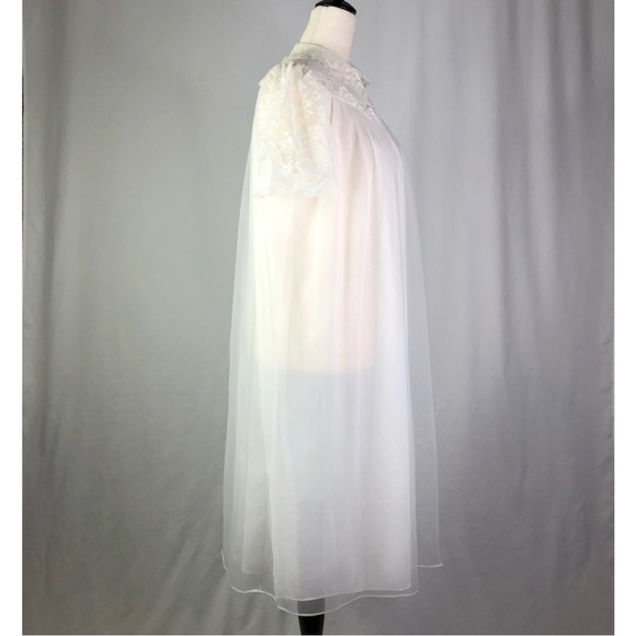 VINTAGE Artemis peignoir white sheer lace collar romantic bridal sissy 32 - Picture 5 of 10